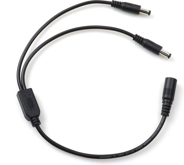 LANO DC Y-Adapter Stromverteilerkabel von 1 Buchse auf 2 Stecker DC 5,5 x 2,1 mm für CCTV-Überwachungskameras und LED-Streifenbeleuchtung, Schwarz - Bild 1