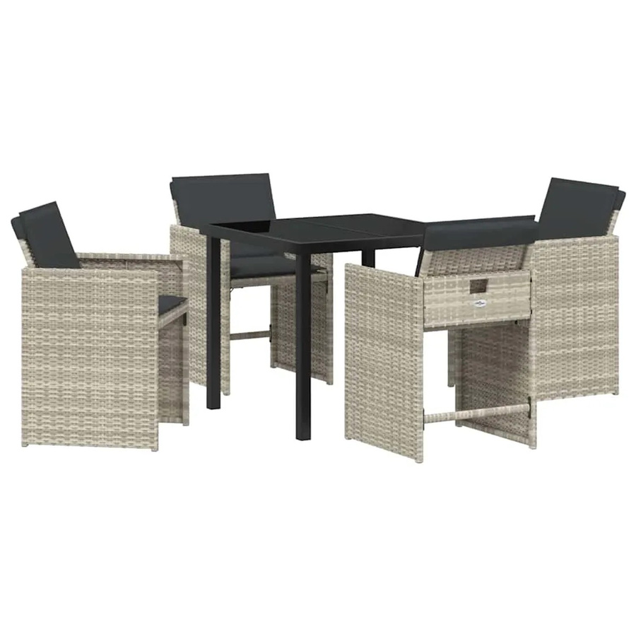 vidaXL Garten Essgruppe 5-teilig aus Poly-Rattan und Glas in Hellgrau - Bild 2