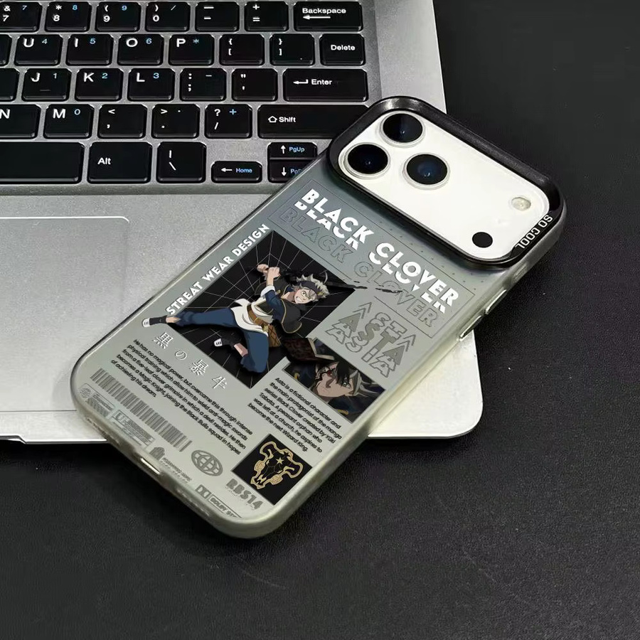 Anime CloverS Logo Handyhülle für iPhone 17 16 15 14 13 12 11 Pro Max Air Matte Laser Aurora stoßfeste Schutzhülle in Schwarz - Bild 2