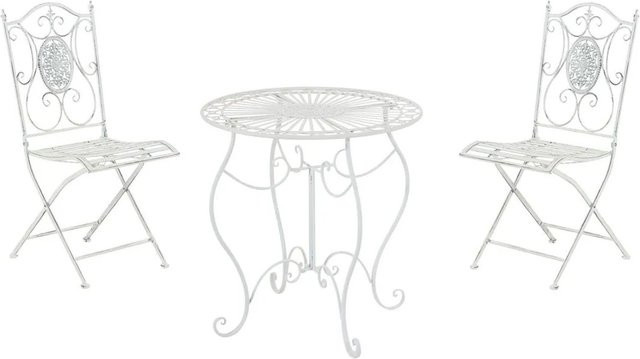 DELUKE Balkonset Bistroset RIZAR aus Metall in Antik Weiß für 2 Personen, B/T/H: 42 x 49 x 91,5 cm - Bild 1
