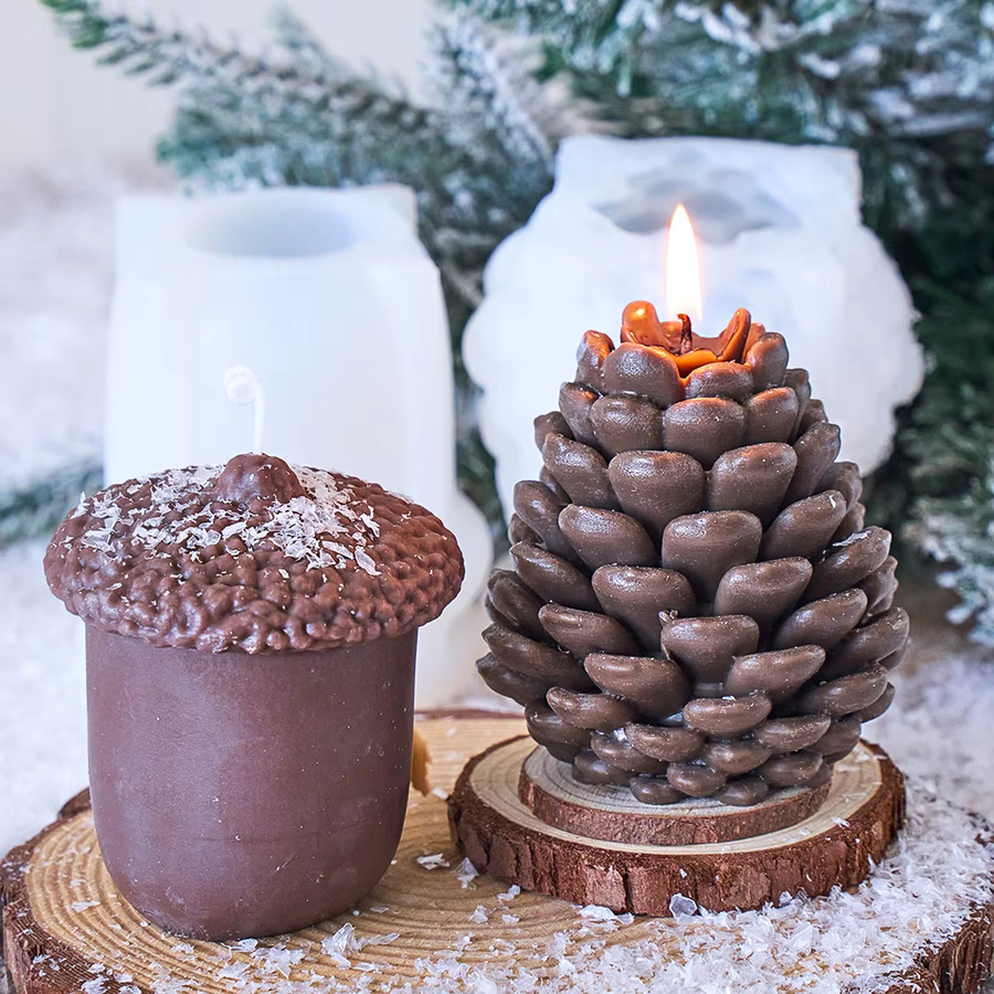 UDOCOOL Silikonform für 3D Tannenzapfen Kerzen und DIY Weihnachtsornamente in Braun - Bild 5