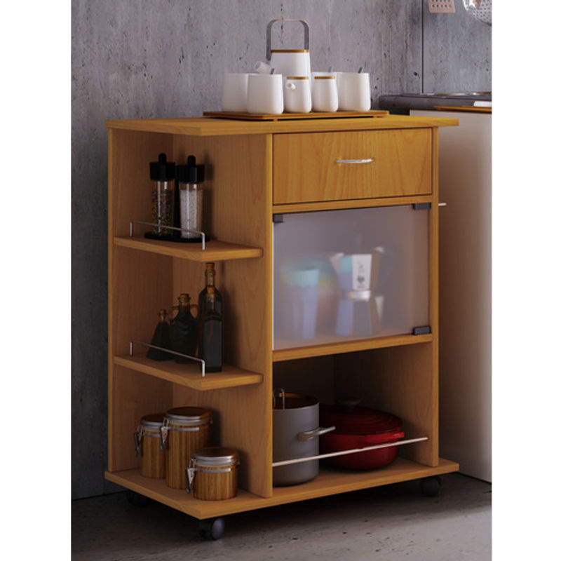 Küchenwagen VCM Pocis in Braun mit Sicherheitsglas und Rollen, B/H: 65 x 80 cm - Bild 2