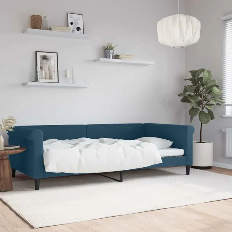 Vidaxl Schlafsofa mit Schlaffunktion aus Samt in Blau, B/T/H: 100 x 200 cm - Bild 1