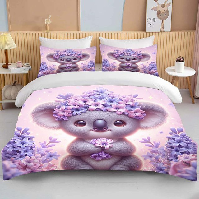 JMG Household Supplies Bettwäscheset mit Cartoon Koala Druck, 3-teilig, Farbe Pink, B/H: 135 x 200 cm - Bild 1