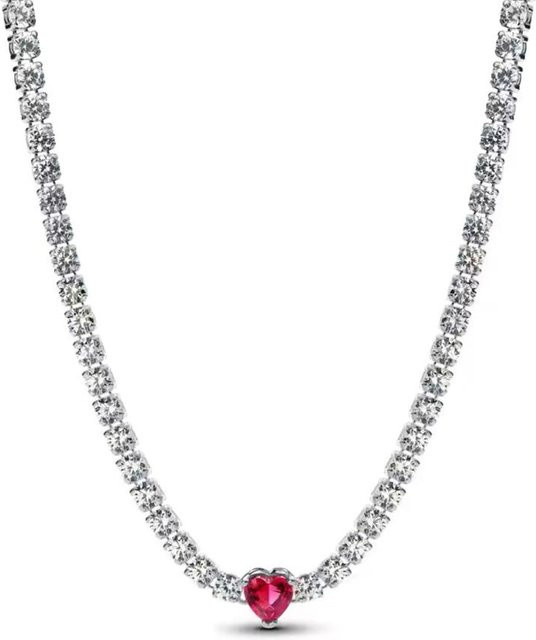 Halskette 925 Silber, Schlangenkette, Herz Anhänger, 45 cm, Damen - Bild 1