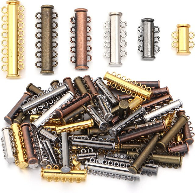 5 Stück magnetische Verschlüsse, Schiebebuhren, vergoldet - Bild 1