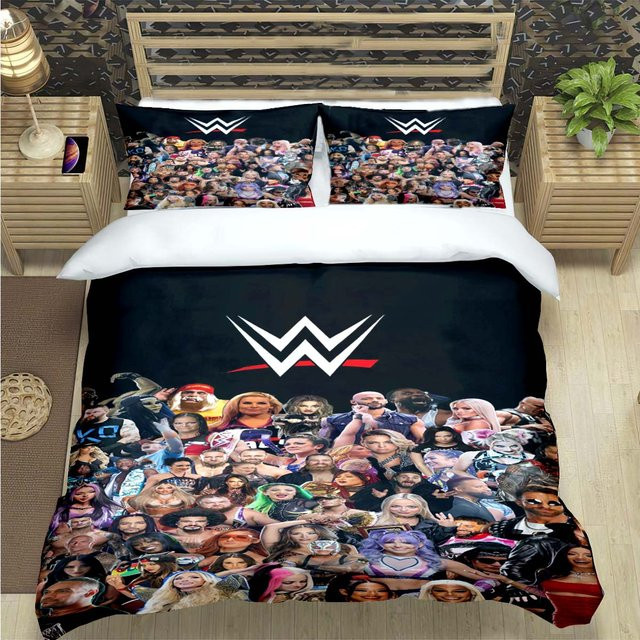 Bettwäsche-Set WWE Wrestling mit Bettbezug und Kissenbezügen aus Mikrofaser, Mehrfarbig, B/H: 135 x 200 cm, Kissen: 50 x 70 cm - Bild 1