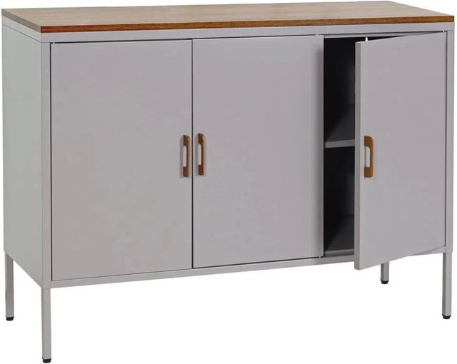 MCW Kommode Sideboard mit 3 Türen in Grau, Melamin beschichtet, B/H/T: 120 x 90 x 40 cm - Bild 1