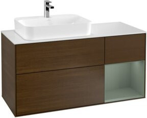 V&B Waschtischunterschrank Finion mit Wandbeleuchtung, Breite: 120 cm, Tiefe: 50,1 cm, Höhe: 50,1 cm, Farbe: Olivenlack - Bild 1