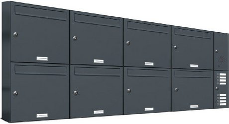 AL Briefkastensystem für 8 Parteien, Aufputzmontage, grau, B/H/T: 168,0 x 68,4 x 11,6 cm - Bild 1