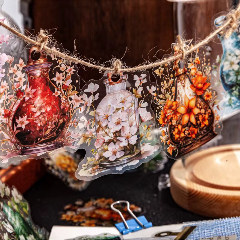 20 Stück Retro-Flaschenaufkleber mit Vintage-Illustrationen europäischer Glasgefäße in Multicolour für Scrapbooking und DIY-Projekte - Bild 1