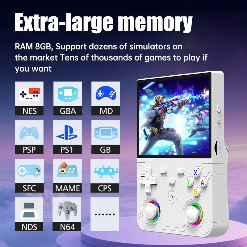 ZUIDID R36 Ultra X Handheld WLAN-Spielkonsole mit 4,5 Zoll IPS-Bildschirm und Retro-Videoplayer in Lila - Bild 4