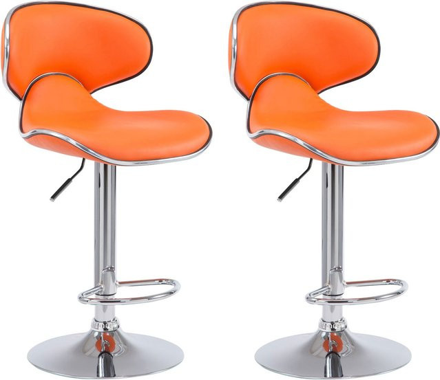 TPFLiving 2er Set Barhocker Las Palmas in Orange mit Kunstleder und Chromoptik Metallgestell - Bild 1