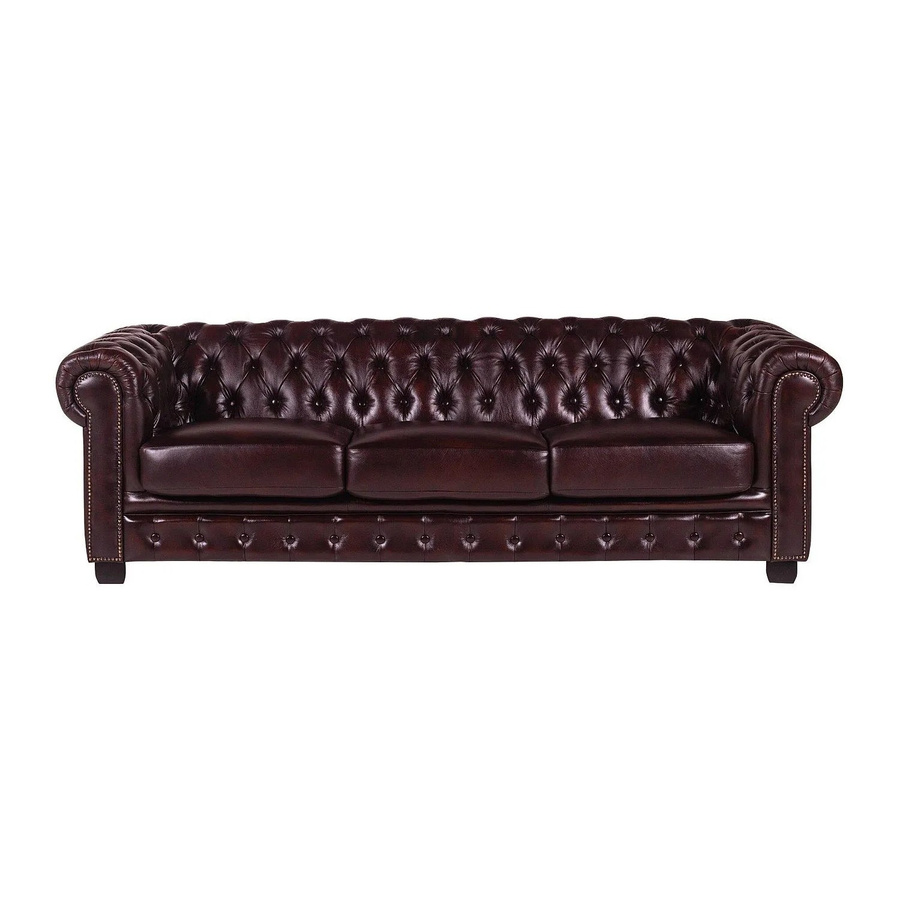 Vente-unique Chesterfield Sofa Brenton aus Leder in Bordeaux, Breite: 240 cm - Bild 2