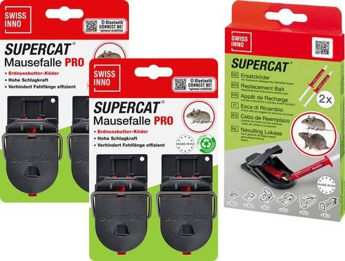 Swissinno SuperCat PRO+ SuperCat Bait SC01 Mausefalle mit Lockstoff Set - Bild 1