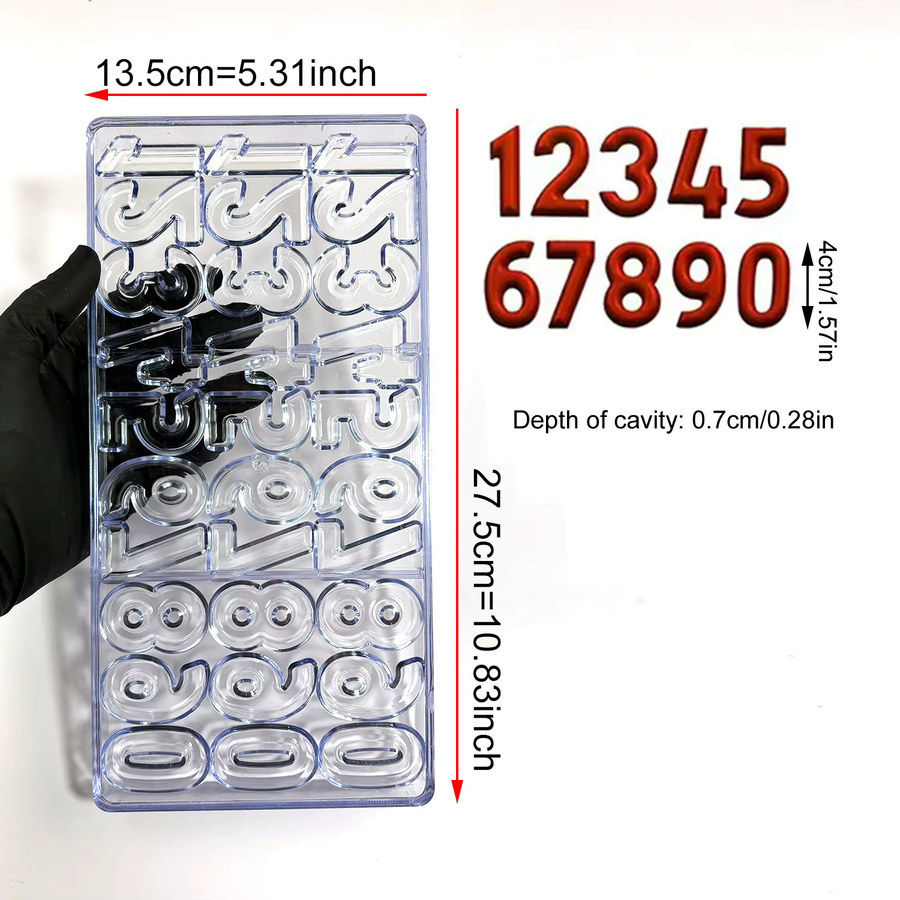 ALICAKE Schokoladenform mit numerischer Form aus transparentem Polycarbonat, B/T/H: 27,5 x 13,5 x 12,0 cm - Bild 2