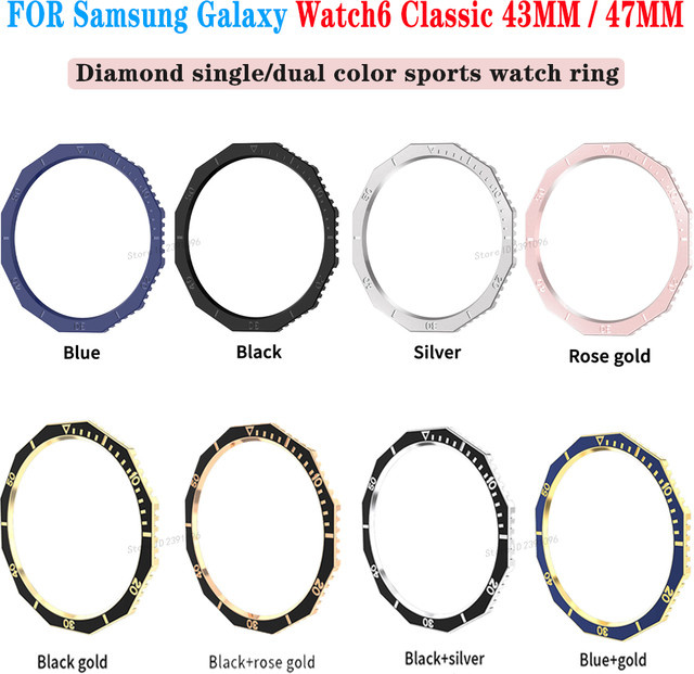 AKBNSTED Lünettenring für Samsung Galaxy Watch 6 Classic, Edelstahl, Roségold, Unisex - Bild 1