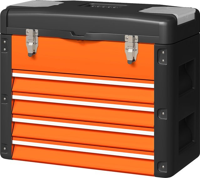 HOMCOM Werkzeugkiste aus Stahl in Orange mit 4 Schubladen und oberem Staufach, B/T/H: 49,7 x 25,3 x 40,7 cm - Bild 1