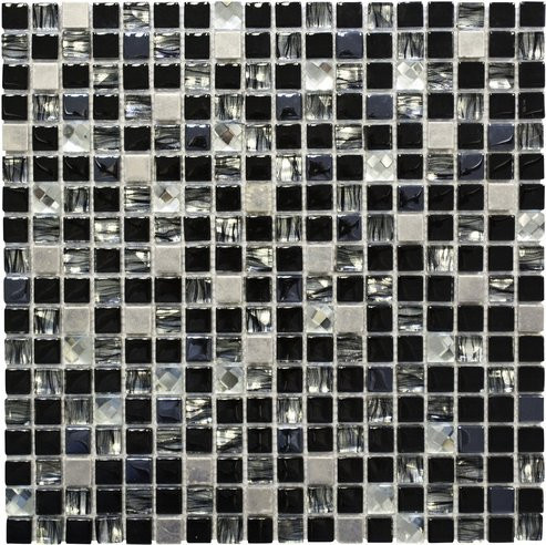 HuH Mosaikfliese Diamond aus Glas als Wandbelag in Schwarz, B/H: 30 x 30 cm - Bild 1