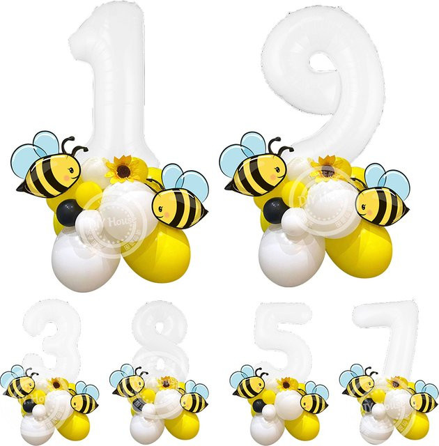 Tissy Bienen-Ballon-Set für Kindergeburtstage, 23 Stück, Weiß, Höhe: 81,3 cm - Bild 1
