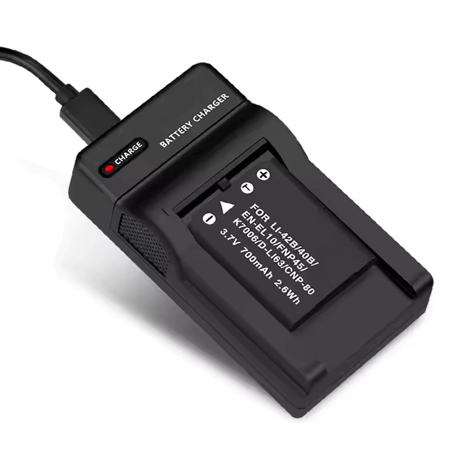 Olympus Akkuladegerät für LI-40B LI-42B Akkus mit USB-C Anschluss in Schwarz - Bild 2