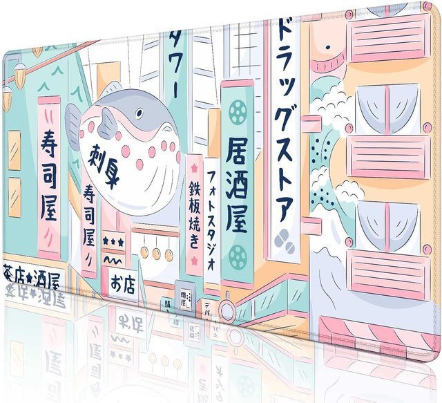 Rosa Tokyo Street Mauspad – Kawaii Japanisches Anime Schreibtischunterlage für dein Gaming-Setup - Bild 1