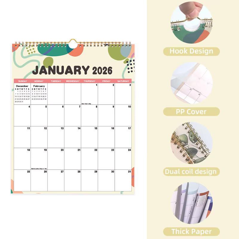 Creative YO Circle Wandkalender 2026 Englische Version Multicolor Monatliche Tagesplanung aus Papier - Bild 2
