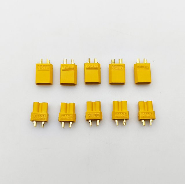 10er Set XT30 Rundstecker Stecker Set Männlich und Weiblich für RC Lipo Batterien und Quadcopter in Gelb - Bild 1