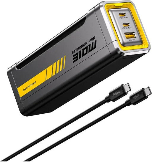 AOHI The Future Starship Pro Power Bank mit LED Display, 310W PD3.1, 20.000mAh, Grau, inklusive 240W USB-C Kabel - Bild 1