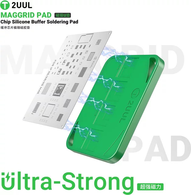 2UUL MagGrid Magnetische Lötunterlage aus Silikon in Grün für BGA-Reballing und Handy-CPU-IC-Reparatur - Bild 1