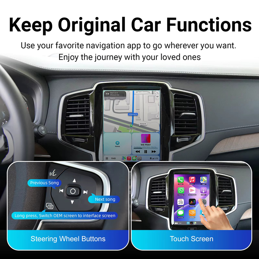 LEXXSON CarPlay und Android Auto Upgrade Kit für Volvo V60 V90 S60 XC40 XC60 XC90 S60 S90 (Modelljahre 2017–2022) mit WLAN-Funktion - Bild 6