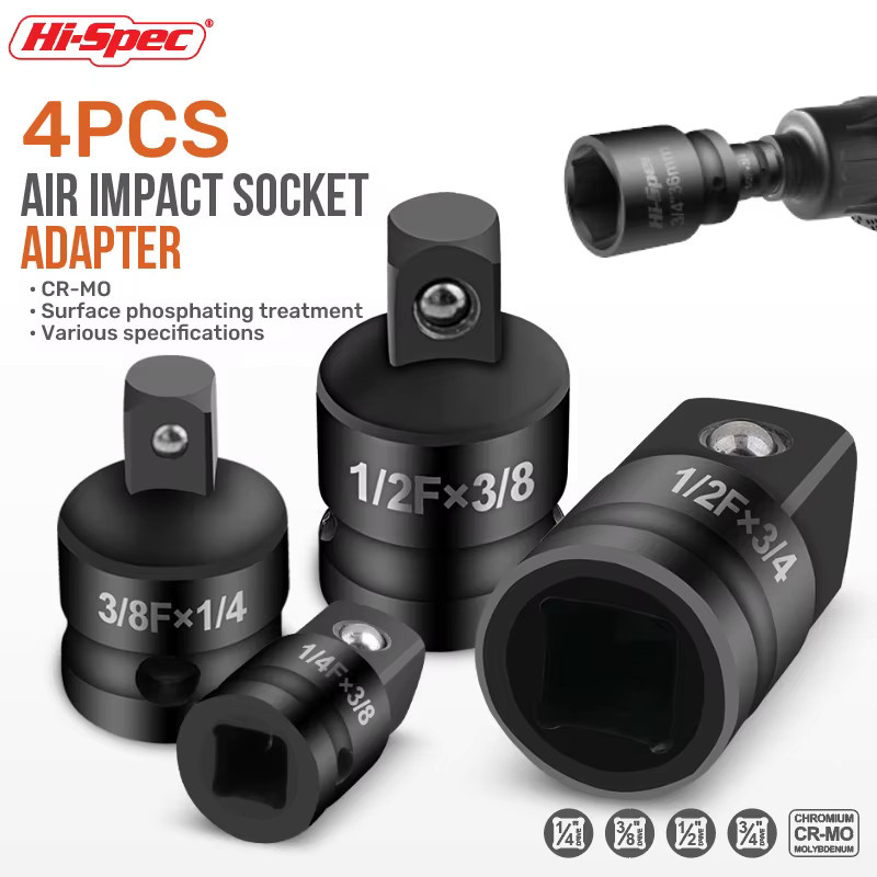 Hi-Spec 4-teiliger Schlagschrauber-Konverter-Adapter Set zur Größenumwandlung von 1/2 bis 3/8 Zoll für Reparaturarbeiten - Bild 2