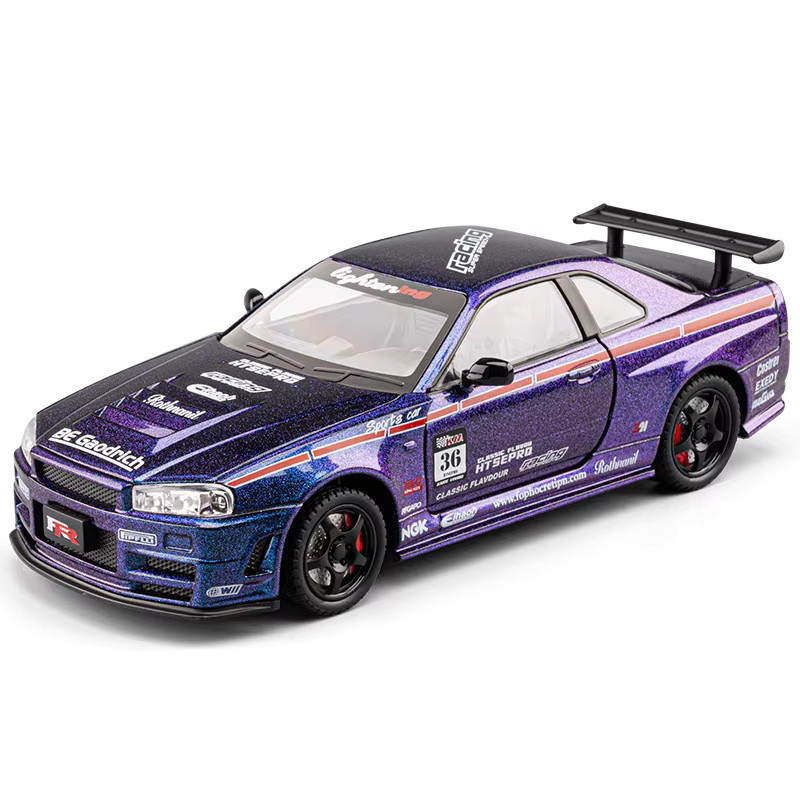 MAKEDA GTR-R34 S15 Diecast Modellauto, 1:24, Metall, mit Licht und Sound - Bild 4