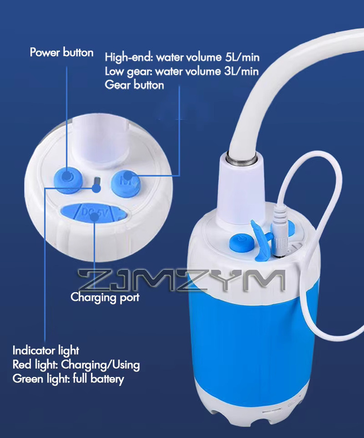 ZJMZYM Tragbare elektrische Outdoor-Camping-Duschpumpe mit Digitalanzeige und wasserdichtem Design für Wandern, Reisen und Haustiere - Bild 4