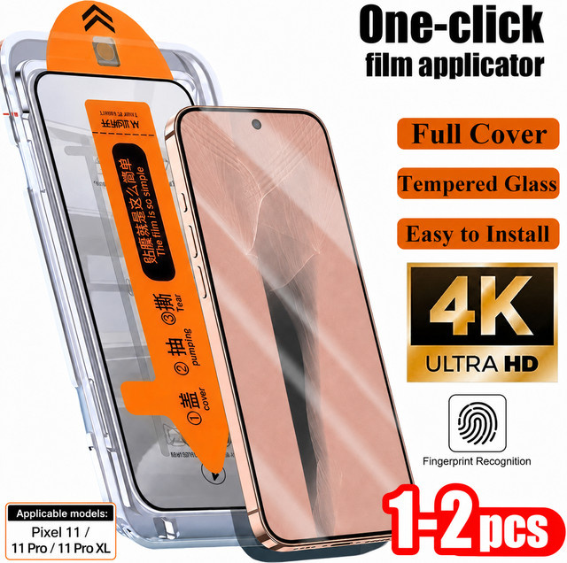 Bruchsichere HD-Displayschutzfolie aus Panzerglas für Google Pixel 11, 10 und 9 Pro XL, transparent, inklusive Installationsbox - Bild 1