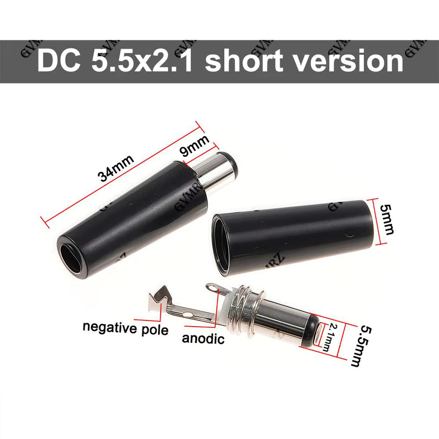 10 Stück DC-Netzstecker DC005 als männliche Rundstecker in Schwarz, Drahtschweißtyp, 5,5 x 2,1 mm und 5,5 x 2,5 mm - Bild 3