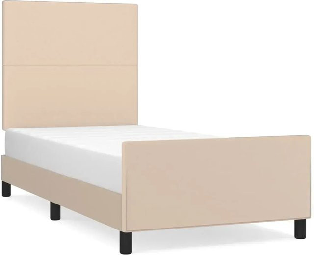 vidaXL Bettgestell mit Kopfteil in Cappuccino-Braun aus Kunstleder und Holz, B/T/H: 80 x 200 x 128 cm - Bild 1