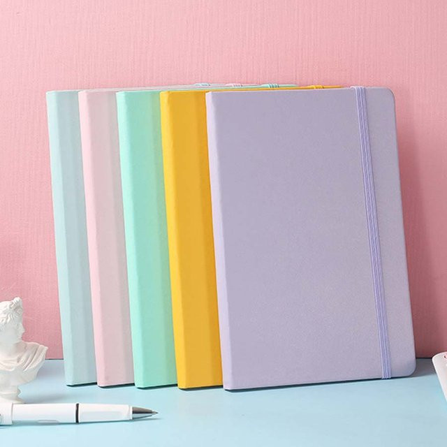 2-teiliges liniertes Notizbuch Set aus Leder mit Hardcover in Blau und Multicolour, 200 Seiten pro Buch - Bild 1