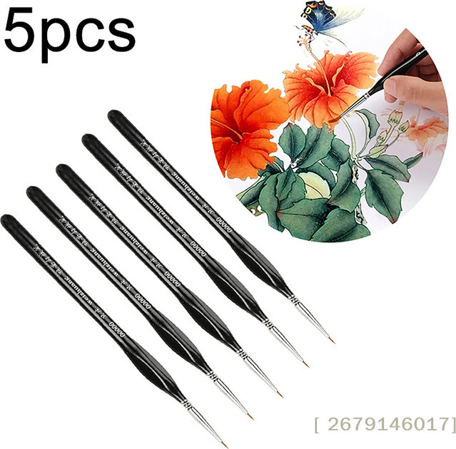 YY26 5-teiliges Präzisions-Pinselset mit feiner Spitze aus schwarzem Nylonhaar für Acrylmodelle und Miniaturdetails - Bild 1