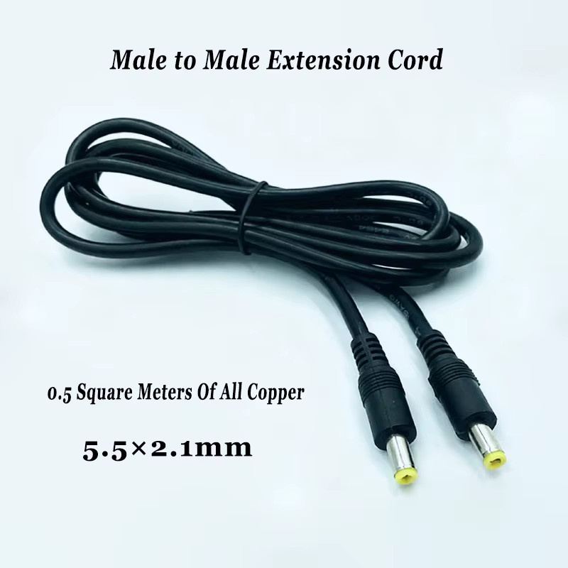 YuXi DC-Netzteil-Verlängerungskabel aus Kupfer in Schwarz mit 5,5 x 2,1 mm und 5,5 x 2,5 mm Anschlüssen für CCTV-Kameras und Router - Bild 3