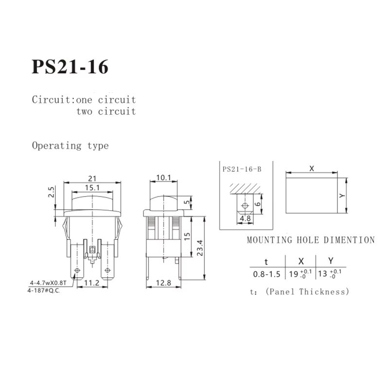 PS21-16 Rot beleuchteter Wippschalter, 4-polig, 16 A, mit Kontrollleuchte für Heizgeräte und andere Geräte - Bild 2
