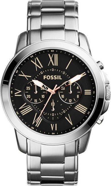 Fossil Armbanduhr Edelstahl, Quarz, schwarzes Zifferblatt, Herren - Bild 1