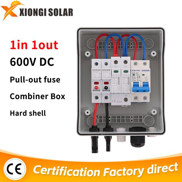 XIONGISOLAR Solar-Photovoltaik-PV-Kombinatorbox mit Blitzschutz, 1 Eingang, 1 Ausgang, 600 V, IP65 wasserdicht mit MCB und SPD in ausziehbarer Hartschale - Bild 1