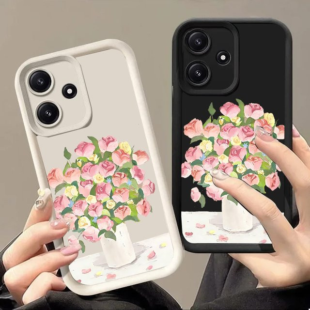 Handyhülle mit Blumenmuster und Lederstruktur für Motorola Moto G04 G14 E13 G34 G10 G20 G30 G22 4G G24 G24 Power G53 in Multicolour mit Anti-Drop-Schutz - Bild 1