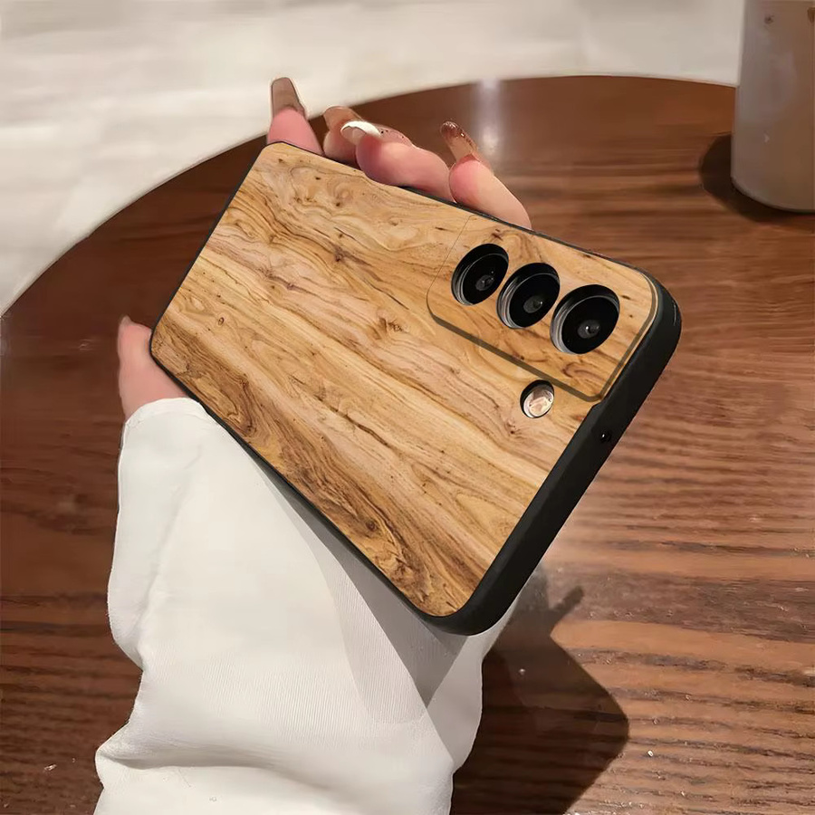 Natürliche Holz-Handyhülle für Samsung Galaxy S26 S25 S24 FE S23 S22 S21 Plus S20 Ultra Note20 Ultra in Schwarz als Softshell-Hülle - Bild 1