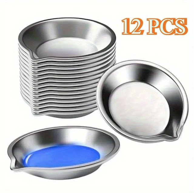 12er Set Palette Farbschalen aus Metall zum Mischen und Spritzen von Farben für Modellbau und Malerei - Bild 1