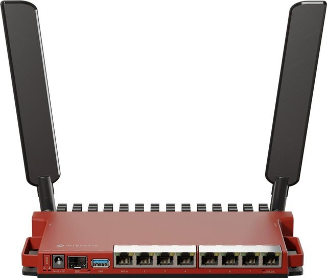 MikroTik L009UIGS-2HAXD-IN Router mit 9-Port-Switch, WiFi 6, 1GbE, 2,5GbE und SFP in Rot - Bild 1