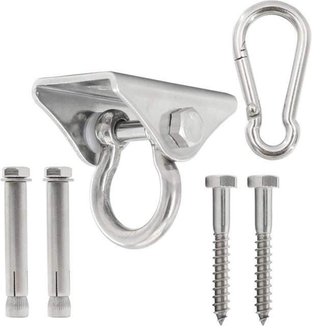 Fishine Hängeset für Hängematten aus Edelstahl in Silber, Deckenaufhängeset mit Schnallenhaken und Schaukelhaken - Bild 1