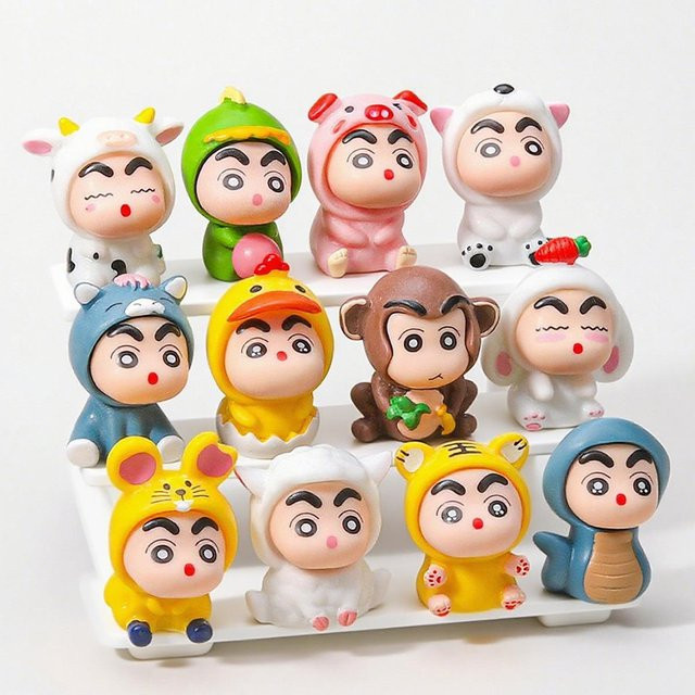 Shin-chan Tier-Buntstift Actionfigur, Mini-Figur, 12-teiliges Set, ab 14 Jahren - Bild 1