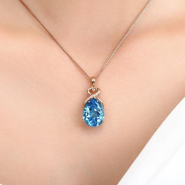 Saphir-Anhänger 14 Karat Roségold, blauer Saphir, 45 cm, Damen - Bild 1